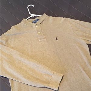 XL longer sleeve polo light brown.